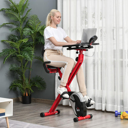 Dviratis-treniruoklis F-Bike 1,5 kg smagratis su 8 reguliuojamų magnetinių pasipriešinimo lygių ratukais, raudonas + juodas
