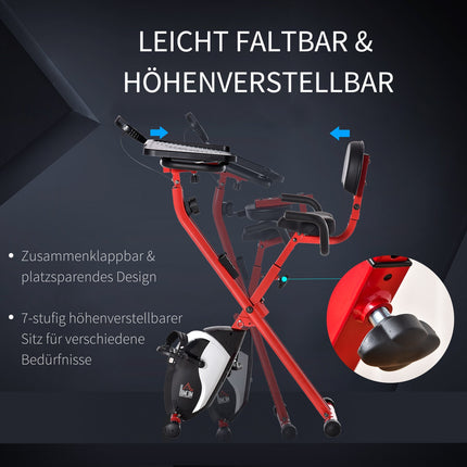 Dviratis-treniruoklis F-Bike 1,5 kg smagratis su 8 reguliuojamų magnetinių pasipriešinimo lygių ratukais, raudonas + juodas