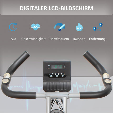 Dviratis-treniruoklis X-Bike su 8 reguliuojamų magnetinių pasipriešinimo lygių, sulankstomas, reguliuojamo aukščio, LCD treniruočių kompiuteris