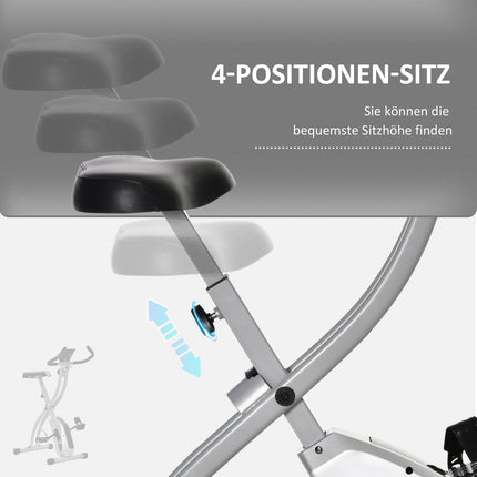 Dviratis-treniruoklis X-Bike su 8 reguliuojamų magnetinių pasipriešinimo lygių, sulankstomas, reguliuojamo aukščio, LCD treniruočių kompiuteris