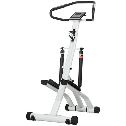 Žingsniavimo treniruoklis su rankena, fitneso dviratis su LCD ekranu, treniruoklis su 12 pasipriešinimo lygių, juodas + sidabrinis, 80 x 61 x 134 cm