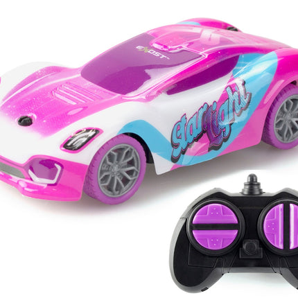 „Exost“ radijo bangomis valdomas automobilis su žvaigždės formos žibintuvėliu, mastelis 1:28