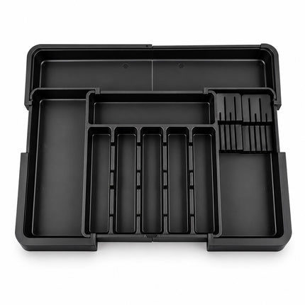 Extendable Cutlery Tray with Knife Insert, Width 33–56.5 cm, Black
