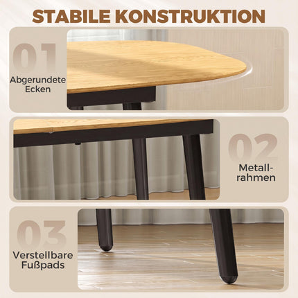 Extendable Dining Table 160–200 cm for 6–8 People, Oak Look, Black Legs