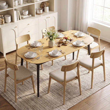 Extendable Dining Table 160–200 cm for 6–8 People, Oak Look, Black Legs