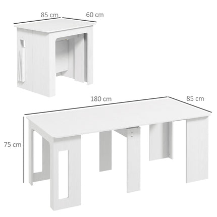 Ištraukiamas valgomojo stalas, baltas, 60-180 x 85 x 75 cm