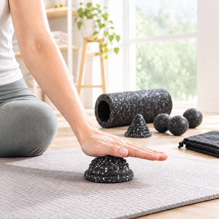 Fascia Roller Set of 5 with Duo Ball and Trigger Point Tool, Carry Bag, Black