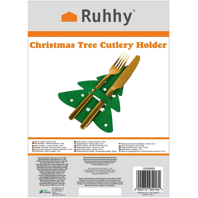 Veltiniai kalėdinės eglutės stalo įrankių laikikliai, 12 vnt. rinkinys