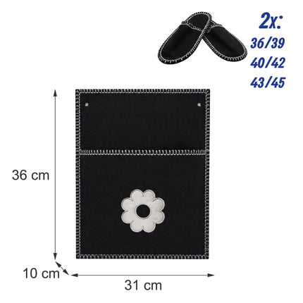 Veltinės svečių šlepetės, 6 poros su maišeliu, juodos