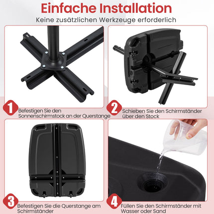 Pripildomas kiemo skėčio pagrindas su ratukais, HDPE, 102 kg keliamoji galia