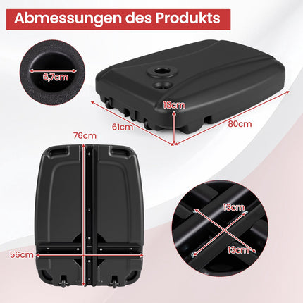 Pripildomas kiemo skėčio pagrindas su ratukais, HDPE, 102 kg keliamoji galia