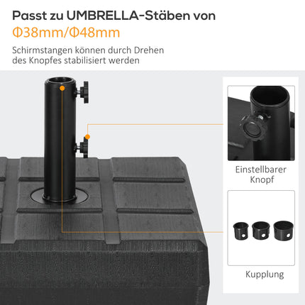 Užpildomas plastikinis skėčio pagrindas, 30-40 kg, juodas