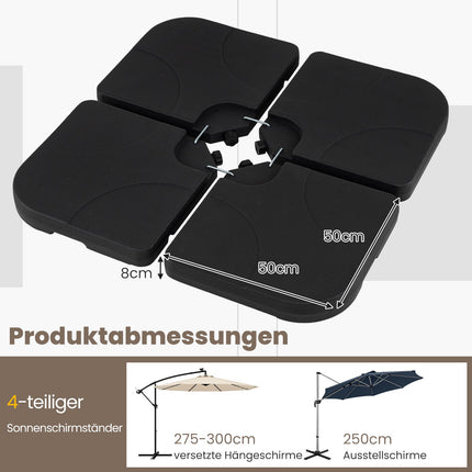 Užpildomas skėčio pagrindas, 60 l / 68 kg, juodas, 50 x 50 cm, HDPE