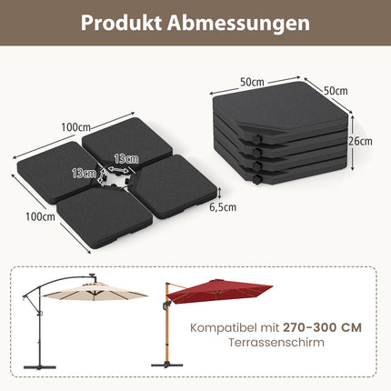Užpildomas skėčio pagrindas, 60 l / 84 kg, juodas, HDPE, 4 plokštelės