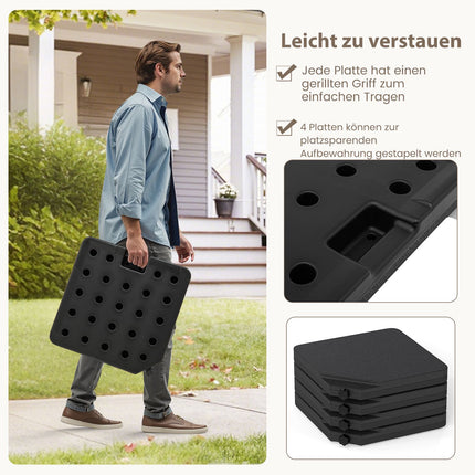 Užpildomas skėčio pagrindas, 60 l / 84 kg, juodas, HDPE, 4 plokštelės