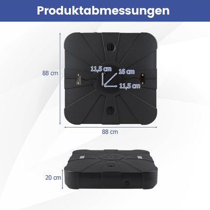 Pripildomas skėčio pagrindas su ratukais, 170 kg keliamoji galia, HDPE, juodas
