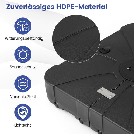 Pripildomas skėčio pagrindas su ratukais, 170 kg keliamoji galia, HDPE, juodas