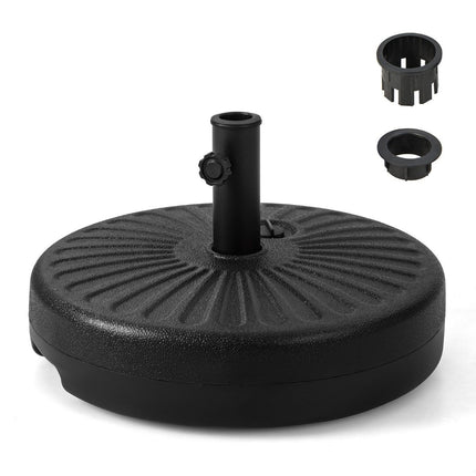 Pripildomas apvalus skėčio stovas, kurio skersmuo 50 cm, maksimali apkrova 34 kg, juodas