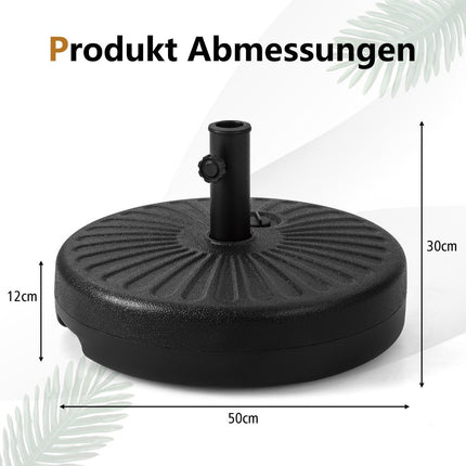 Pripildomas apvalus skėčio stovas, kurio skersmuo 50 cm, maksimali apkrova 34 kg, juodas
