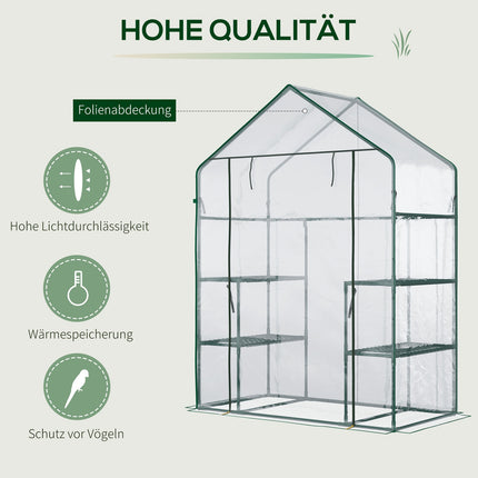 Walk-In tomato greenhouse, 6 shelves, 142x73x195cm