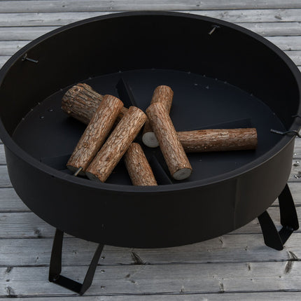 Fire Pit & BBQ Grill with spark guard, black Ø76 cm