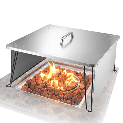 Fire Pit Heat Deflector, 25-Inch Square Stainless Steel