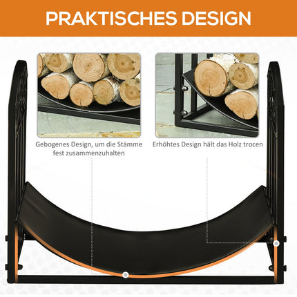 Heavy Duty wood rack in metal, 60 kg capacity, black