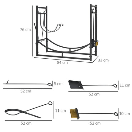 Malkų Stovas, Medinis Stovas, Medinė Lentyna, Su 4 Kabliukais, 2 Sluoksniai, Metalas, Juodas, 84 X 33 X 76 Cm