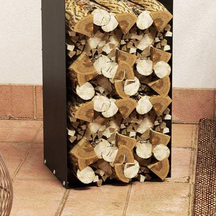Malkų stovas 36 x 30 x 90 cm malkų stovas su rankenomis, malkų stovas lauko, vidaus reikmėms, iki 30 kg, plienas, juodas