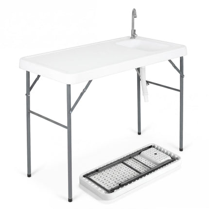 Žuvų valymo stalas, sulankstoma kriauklė ir maišytuvas, 114 cm