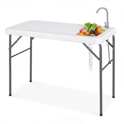 Žuvų valymo stalas, sulankstoma kriauklė ir maišytuvas, 114 cm