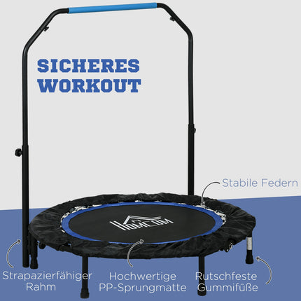Fitneso batutas, keliamoji galia 100 kg, Ø102x123H cm, sulankstomas, su reguliuojamo aukščio rankena, LCD monitoriumi, tvirtu plieniniu rėmu, mėlynas