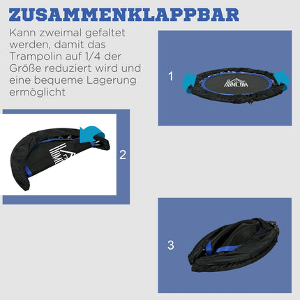 Fitneso batutas, keliamoji galia 100 kg, Ø102x123H cm, sulankstomas, su reguliuojamo aukščio rankena, LCD monitoriumi, tvirtu plieniniu rėmu, mėlynas