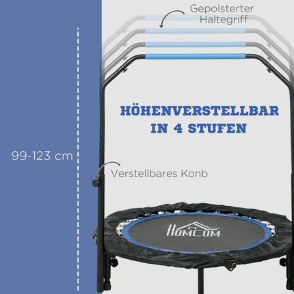 Fitneso batutas, keliamoji galia 100 kg, Ø102x123H cm, sulankstomas, su reguliuojamo aukščio rankena, LCD monitoriumi, tvirtu plieniniu rėmu, mėlynas
