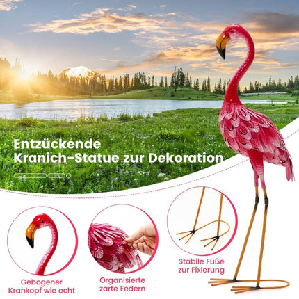 Flamingo sodo statulėlių rinkinys, metalas, 2 dalys, 89 cm