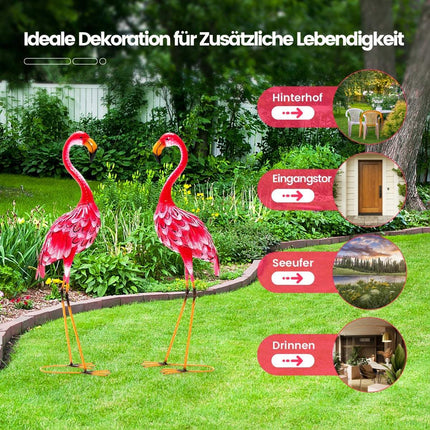 Flamingo sodo statulėlių rinkinys, metalas, 2 dalys, 89 cm