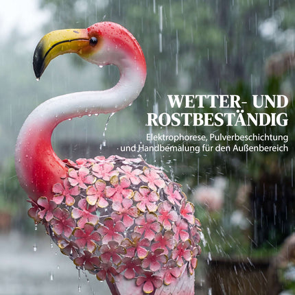Flamingo sodo statulėlių rinkinys, 2 metaliniai paukščiai su inkarais
