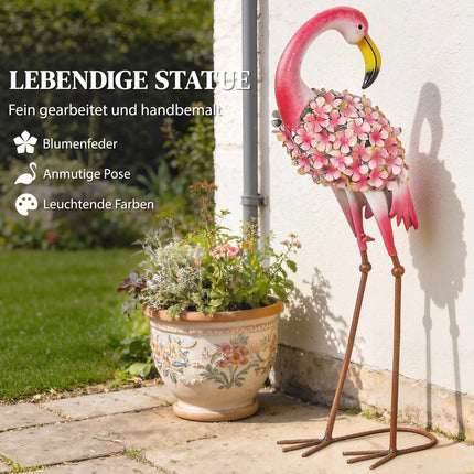 Flamingo sodo statulėlių rinkinys, 2 metaliniai paukščiai su inkarais