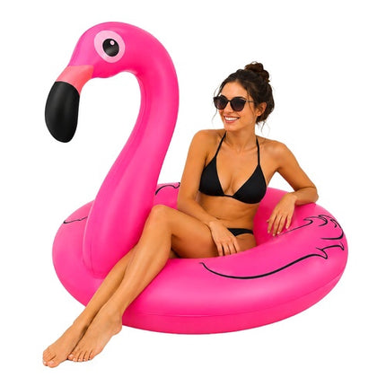 Pripučiamas flamingo žiedas 102 cm – patvarus PVC baseino plūduras