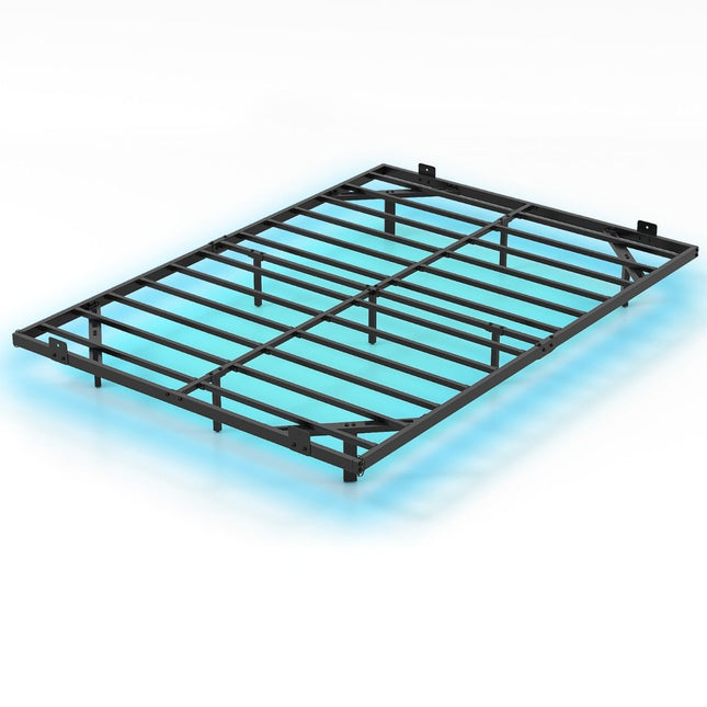 Plaukiojantis metalinis lovos rėmas su LED lemputėmis, juodas, 140x200 cm