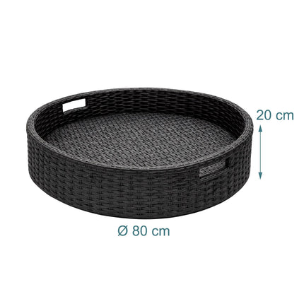 Plaukiojantis baseino padėklas, juodas, 80 cm – atsparus oro sąlygoms rotangas