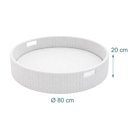 Plaukiojantis baseino padėklas, baltas, 80 cm, PE rotangas