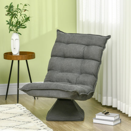 Grindų kėdė, grindų sofa su reguliuojamu atlošu, pasukama poilsio kėdė, grindų sėdynės pagalvėlė svetainei, biurui, mikropluošto audinys, pilka