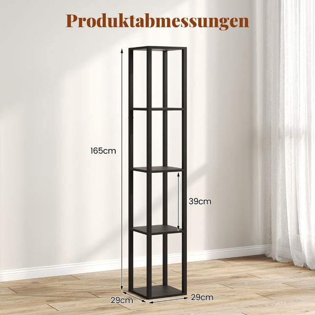 Toršeras su lentynomis ir reguliuojamo ryškumo LED lemputėmis, 165 cm