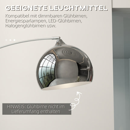 Floor lamp, adjustable height with bulb, Silver E27 Base