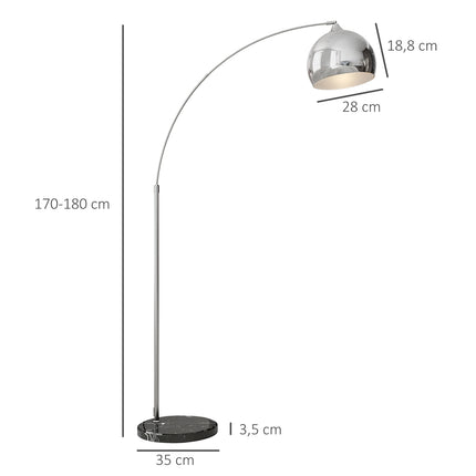 Floor lamp, adjustable height with bulb, Silver E27 Base