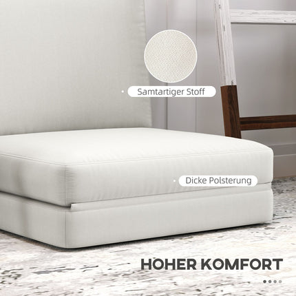 Grindų sofa 3 viename sulankstoma sofa-lova su aksomo imitacija, apmušta sofa-lova gali atlaikyti iki 240 kg, miegamajam, svetainei, kreminės baltos spalvos