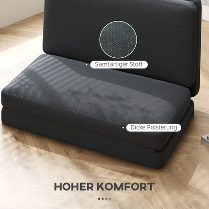Dark gray 3-in-1 folding sofa bed - velvet look, capacity 240 kg