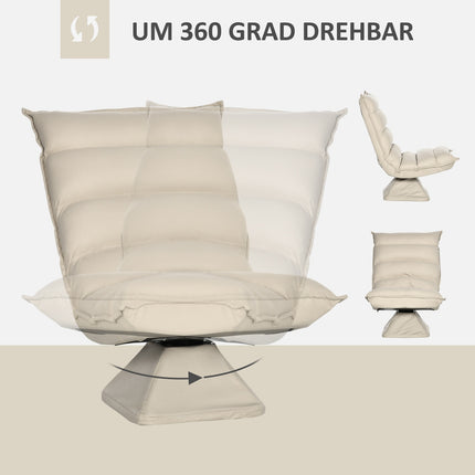 Adjustable floor chair, 360° rotatable, beige, 62x70x95 cm