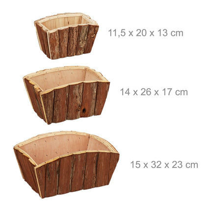Gėlių dėžutės iš medžio, 3 vnt. rinkinys